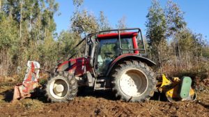 Tractor Forestal con Desbrozadora de Martillos